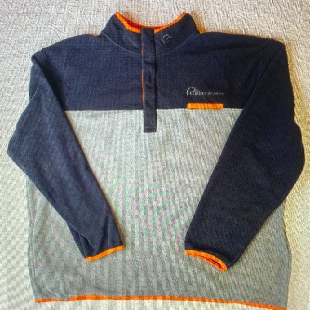 Columbia Navy and Gray Sweatshirt with Orange Accents